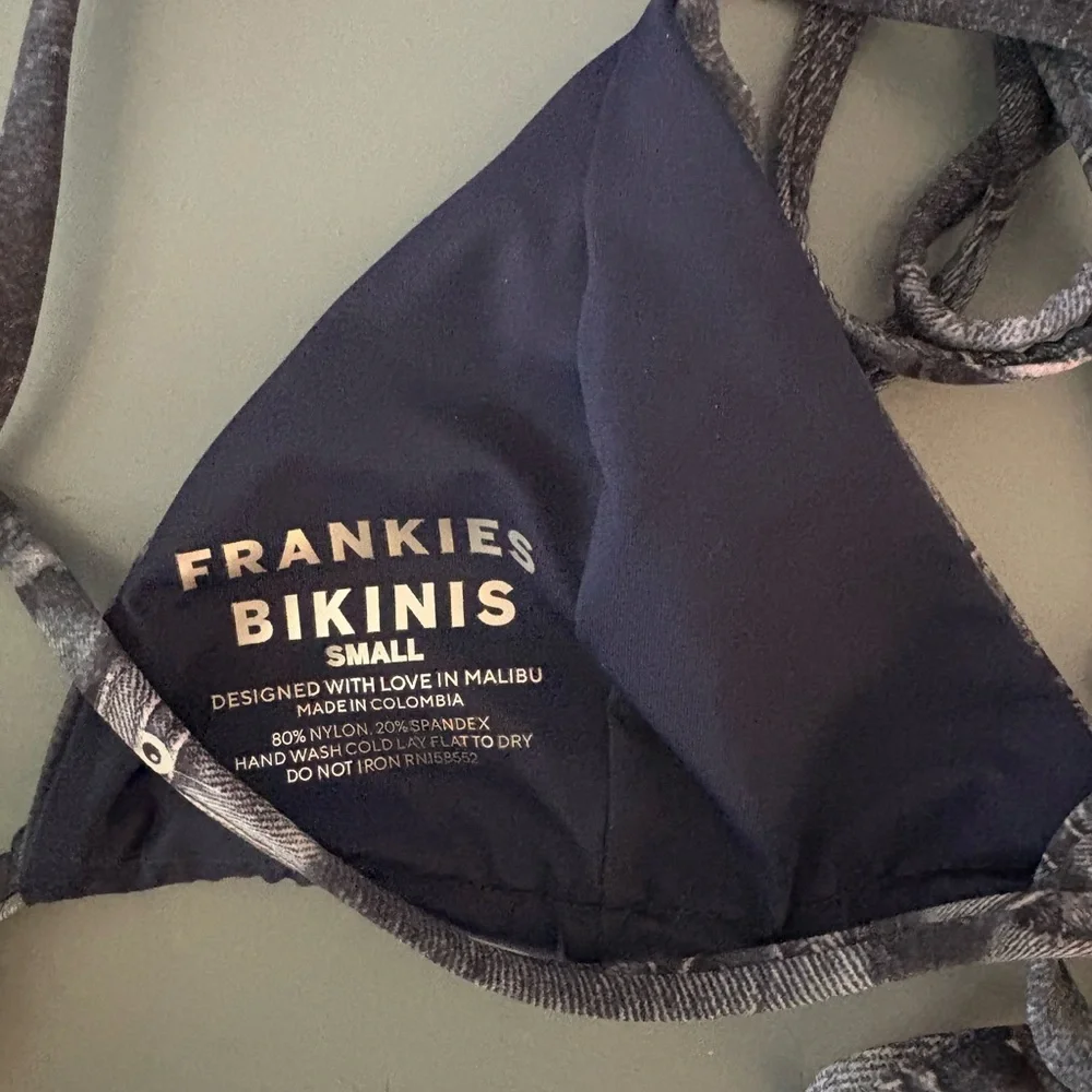 Frankie's Bikinis Blue Jean Triangle Bikini Top